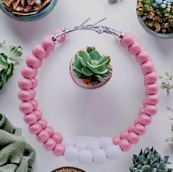 Hoop earrings with natural wooden beads, large hoop earrings - Picture 2 of 7